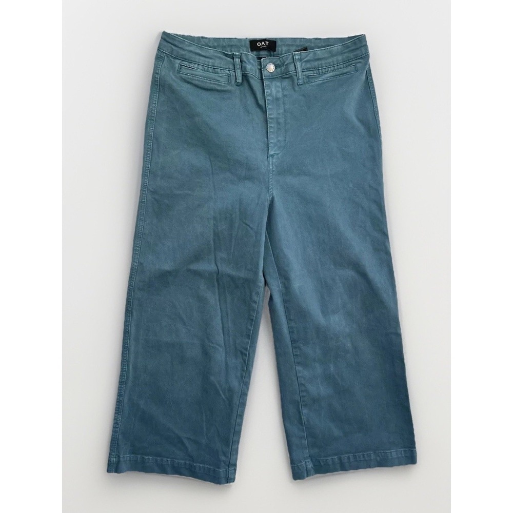 OAT New York High Rise Wide Leg Cropped Jeans Teal / Women's 32